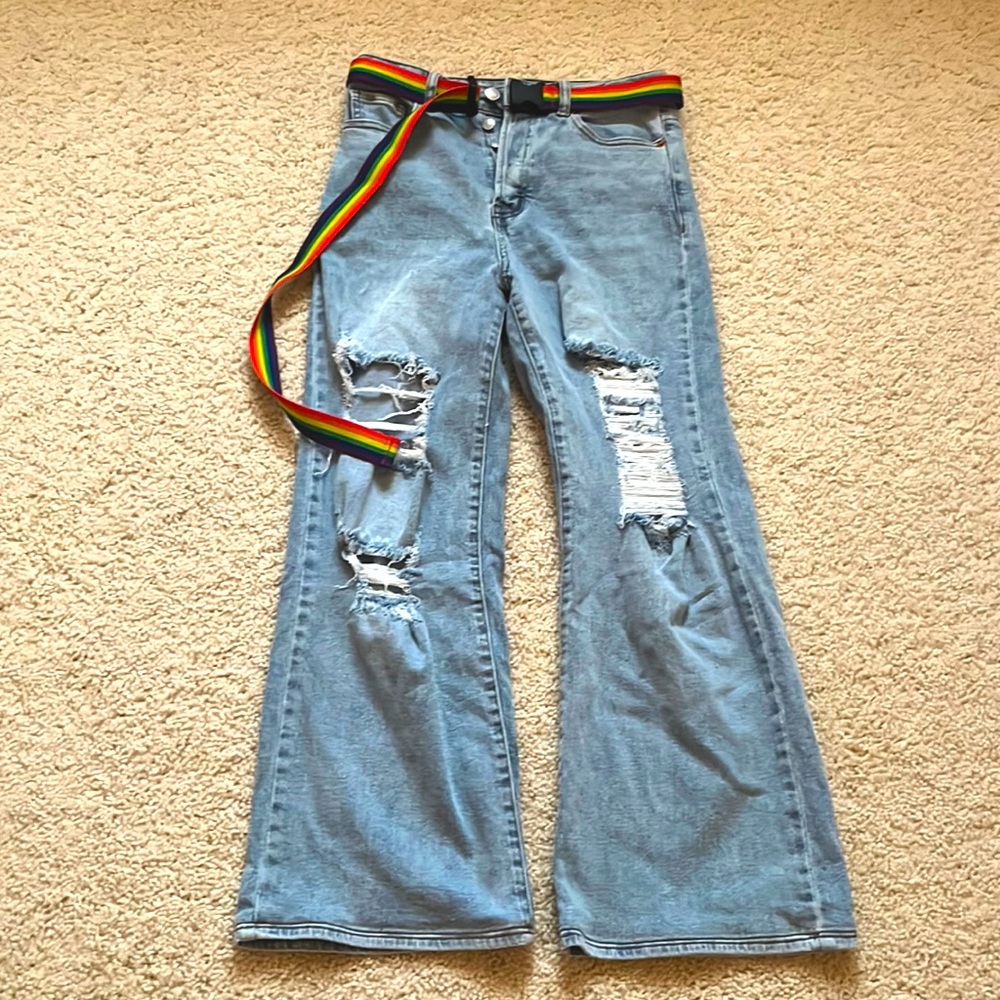 ripped flare jeans